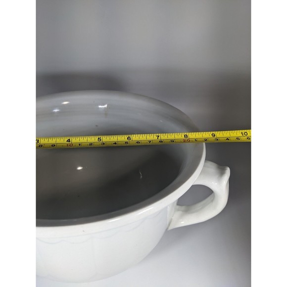 Antique White Ironstone Chamber Pot Potty No Lid Unique Shape Planter Flower Pot - Picture 9 of 9